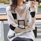 Kjøp 2 og få gratis frakt - Strikkede gensere med fargeblokk og rutetrykk for kvinner