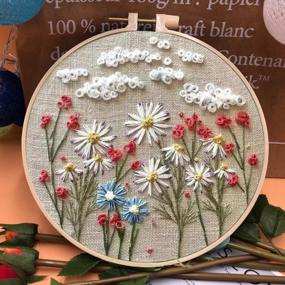 49% RABATT - Perfekt gave - Broderiramme-blomstersett for nybegynnere