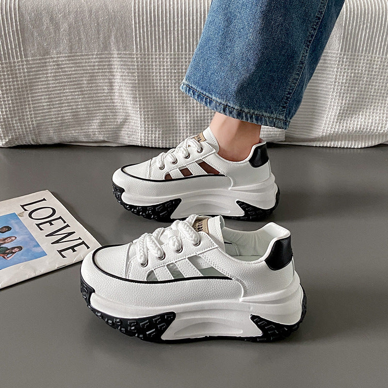 Gratis frakt-【Økt høyde 7 cm】Hule pustende mote platform sneakers